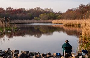 gone-fishing a Lady fishing in an early Spring day